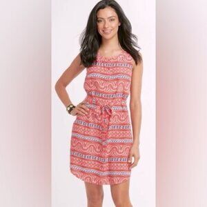 New Vineyard Vines Red Paisley Stripe Button Down Shirt Dress